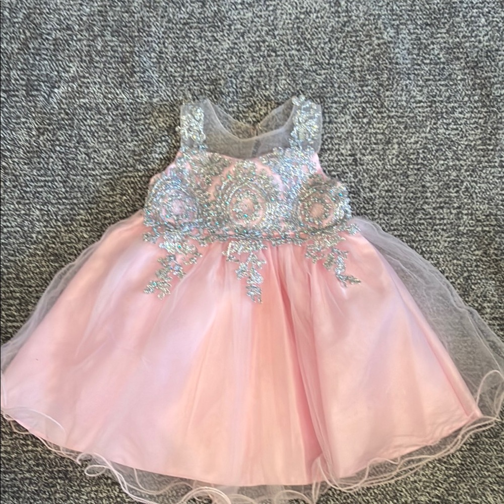 The angels couture elegant Pink and Silver Kids Dress